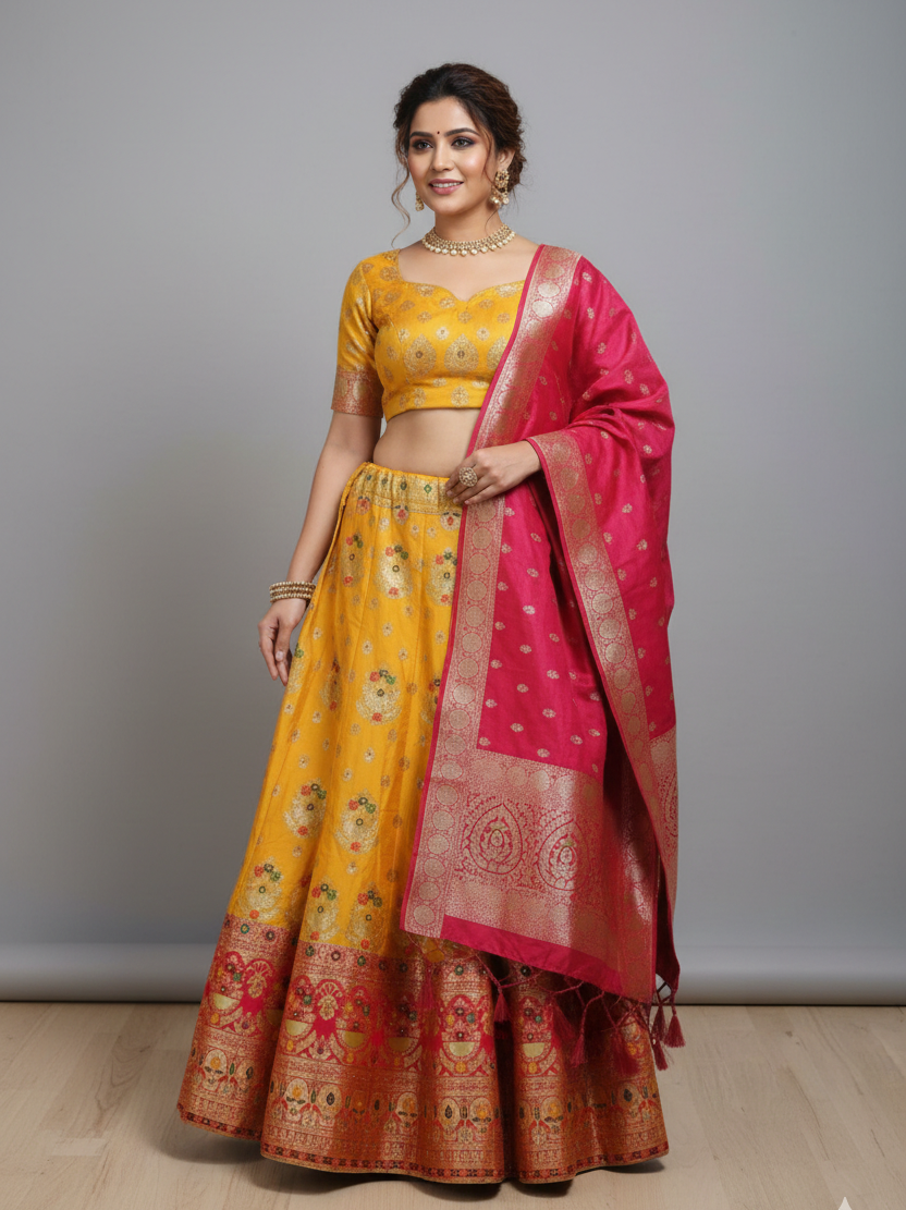 Ethnic wear Banarasi silk lehenga